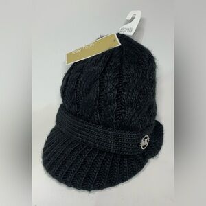 Michael Kors Black Knit Beanie Cap Visor New
